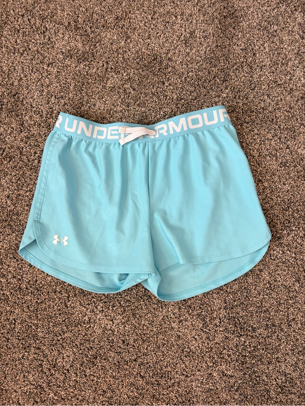 Under Armour Women's Aqua Athletic Shorts with White Waistband